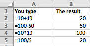 Excel examples of basic formulas