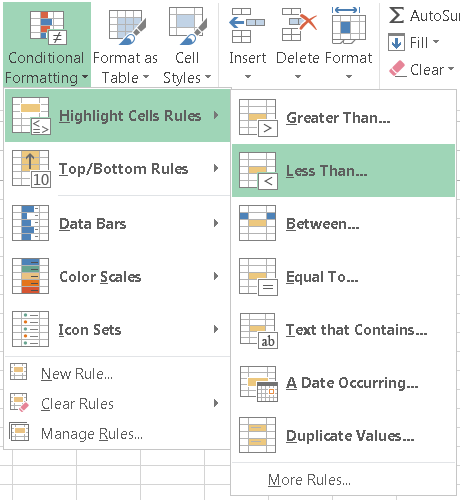 conditional formatting one column to another