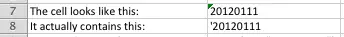 Excel example of a text value that DATEVALUE can't convert to a date