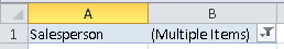 Excel Pivot Table, report filter with multiple items selected