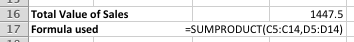 Excel's SUMPRODUCT function - worked example