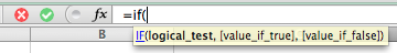 Typing the IF function in Excel
