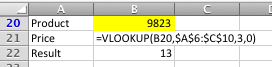 Excel VLOOKUP example with exact match