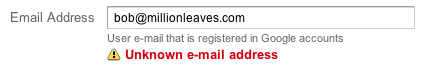 Error when adding an unknown user to Google Analytics