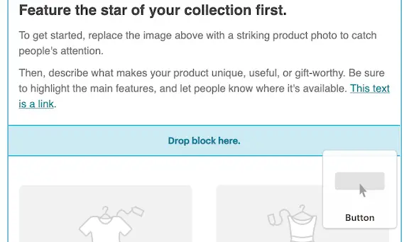 Mailchimp email campaign - text editor when adding a block to the email | Learn Mailchimp with Five Minute Lessons