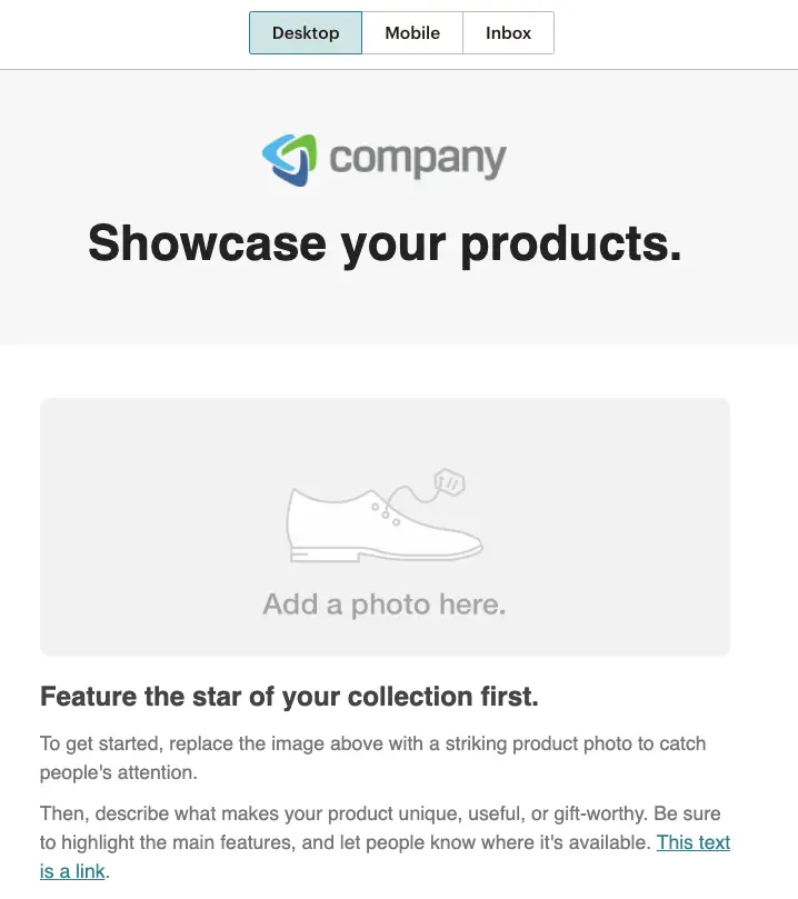 Mailchimp email campaign preview - Desktop view | Learn Mailchimp with Five Minute Lessons