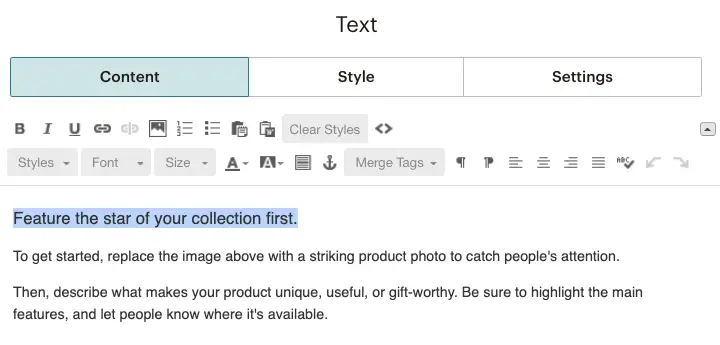 Mailchimp email campaign rich text editor | Learn Mailchimp with Five Minute Lessons